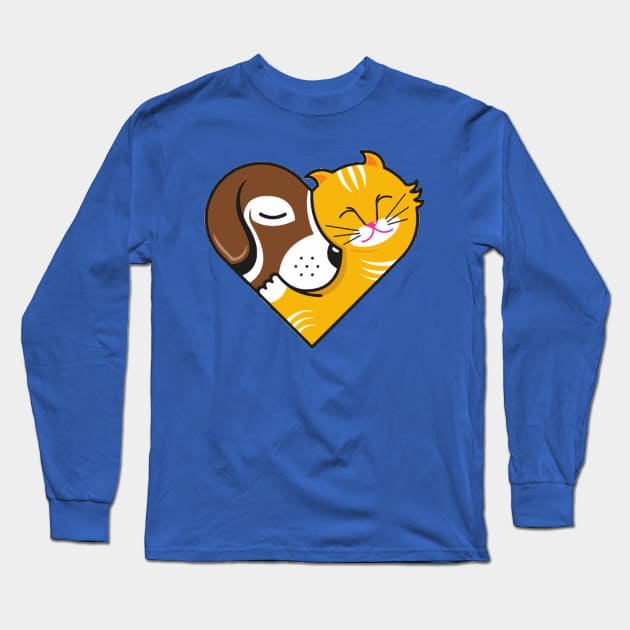 Cats and Dogs can be best friends! Long Sleeve T-Shirt by DogsandCats